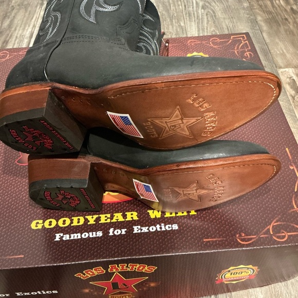 NWT Los Altos Black Leather Western Boots Size 6 - Picture 7 of 16
